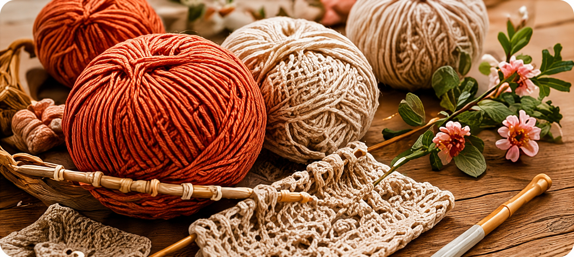 Pelotes de laine, crochet et ouvrage au crochet