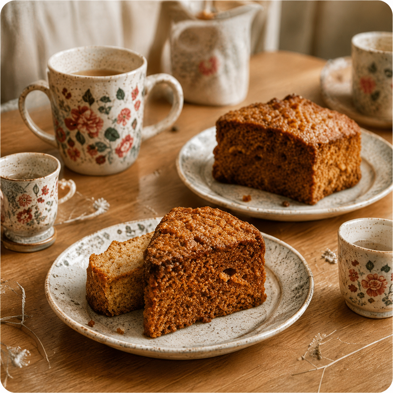 Gâteau et tasses