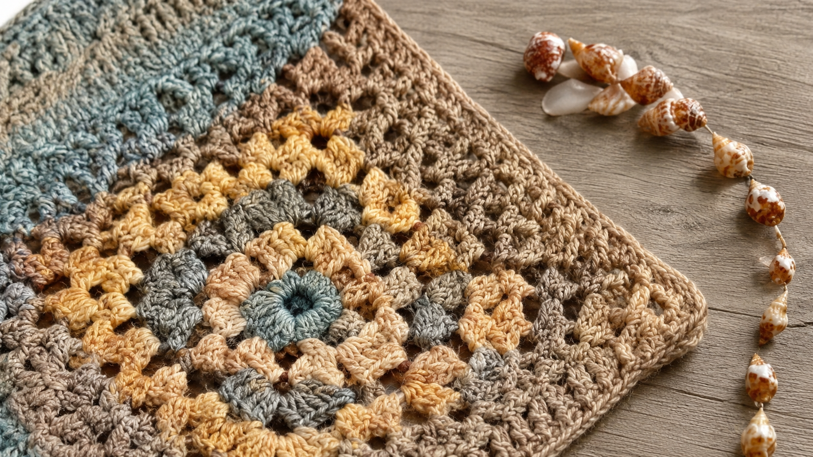 Carré au crochet et perles.